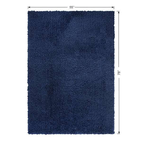 (C194) Kodiak Navy Blue Shag Area Rug, 5x7