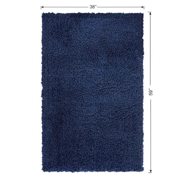(C194) Kodiak Navy Blue Shag Accent Rug, 3x5