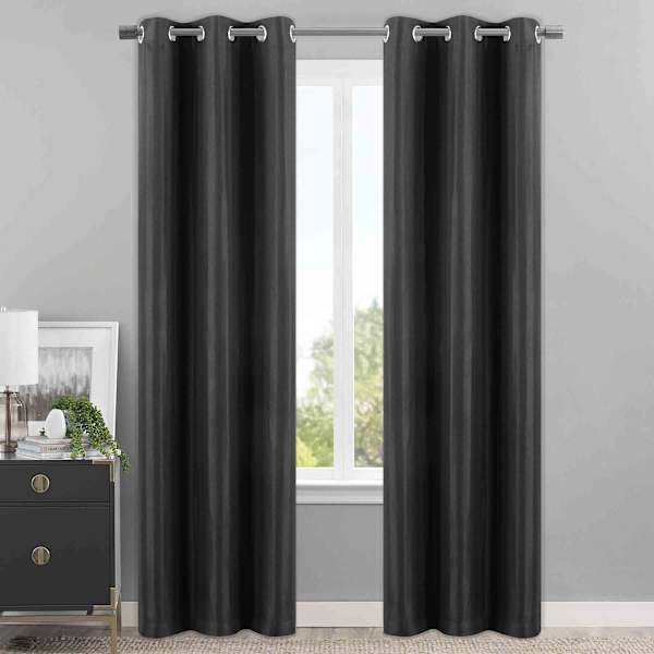 Honeybloom Sedgwick Black Blackout Curtain Panel, 84"