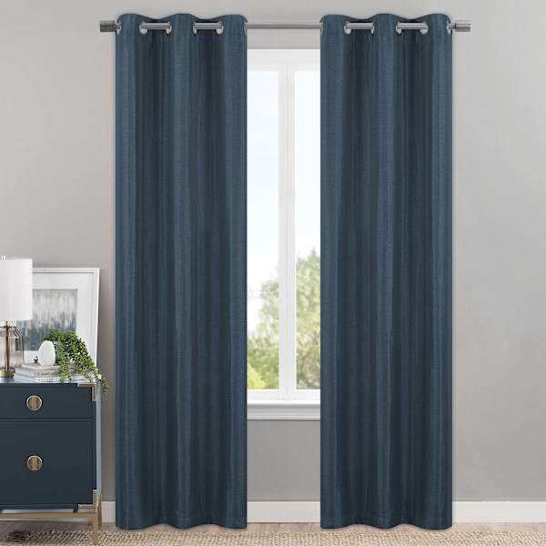 Honeybloom Sedgwick Navy Blue Blackout Curtain Panel, 84"