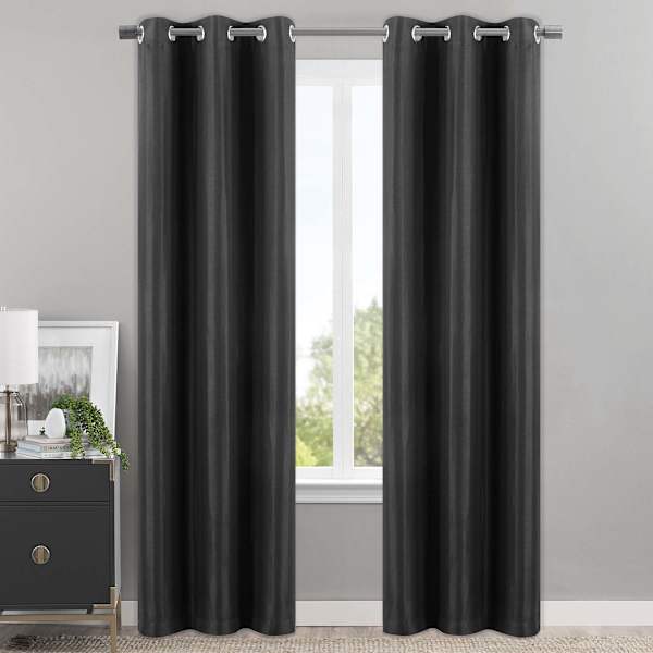 Honeybloom Sedgwick Black Blackout Curtain Panel, 95"