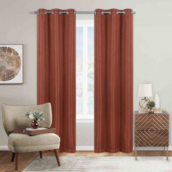 Honeybloom Cameron Spice Herringbone Blackout Curtain Panel, 84"