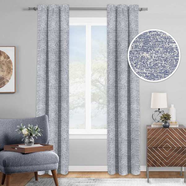 Providence Bark Metallic Blue Light Filtering Curtain Panel, 84"