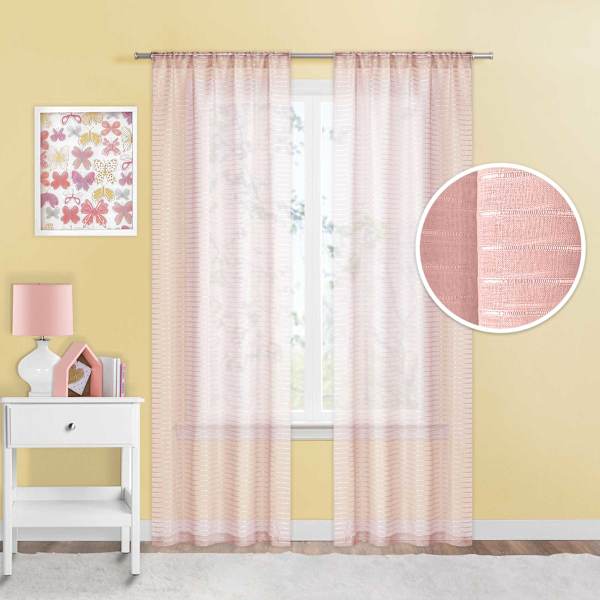 Tiny Dreamers Pink Striped Sheer Curtain Panel, 84"