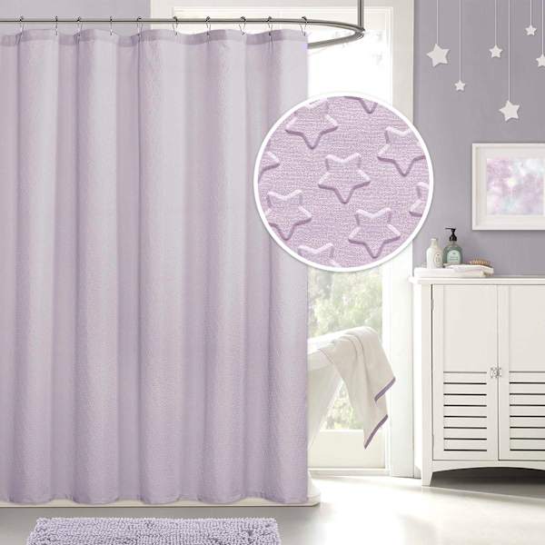 Tiny Dreamers Purple Stars Embossed Shower Curtain, 72"