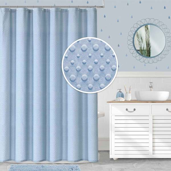 Tiny Dreamers Blue Polka Dot Embossed Shower Curtain, 72"