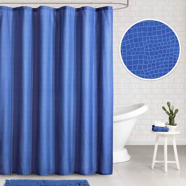 Tiny Dreamers Blue Dino Scales Embossed Shower Curtain, 72"