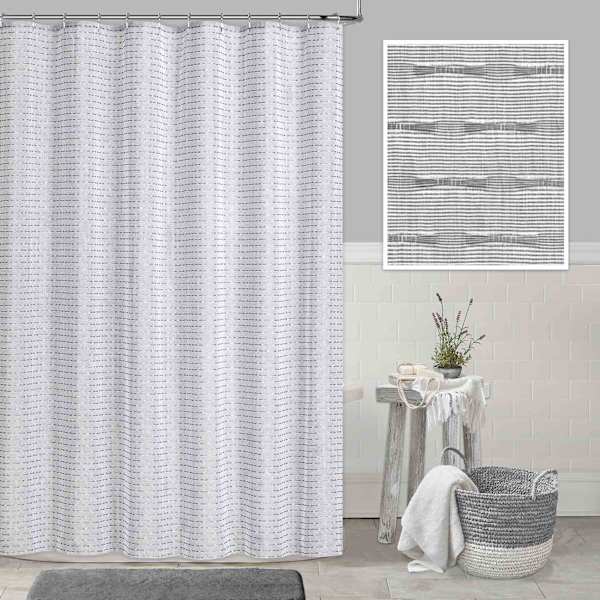 Found & Fable Grey Woven Shower Curtain, 72"
