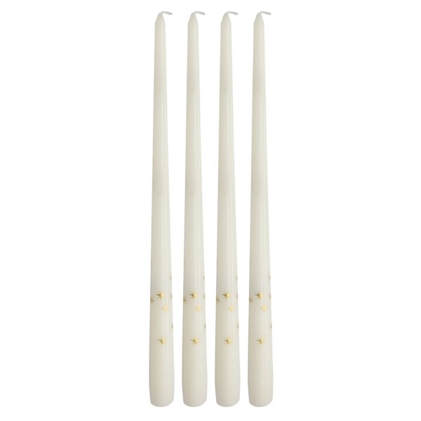 Willow Crossley 6-Pack Gold Star Unscented Taper Candles, 15"