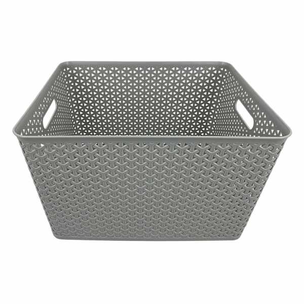Light Grey Y-Weave Storage Basket, Large