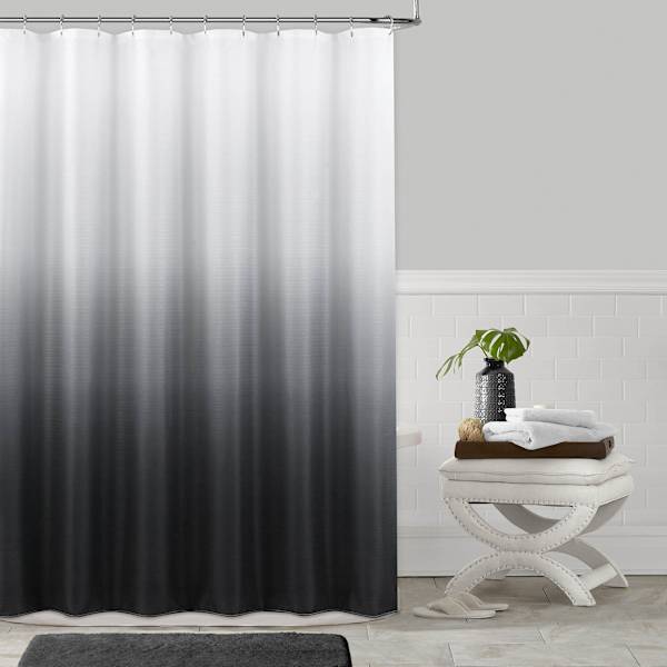 Black & Silver Ombre Modern Shower Curtain, 72"