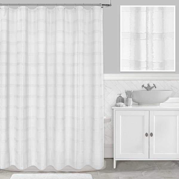 Faison White Textured Shower Curtain, 72"