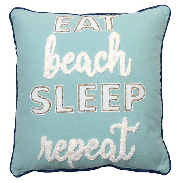 Ty Pennington Eat Sleep Beach Repeat Throw Pillow, 18"