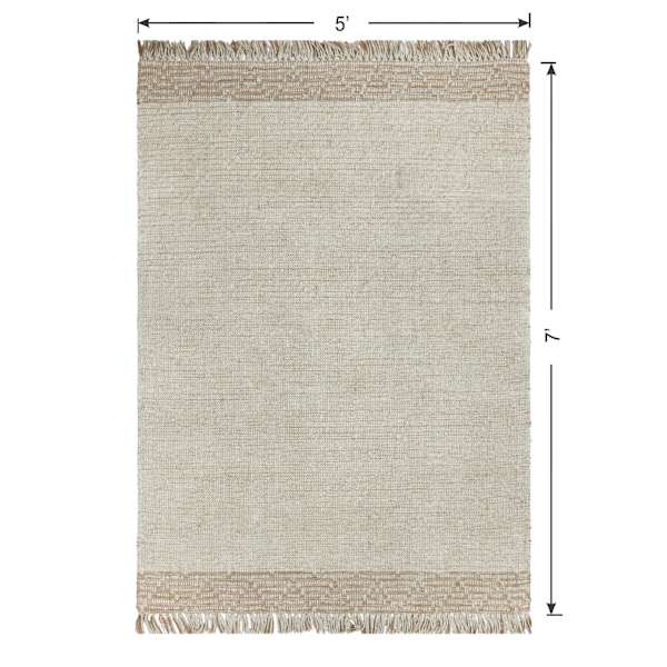 (B693) Found & Fable Kent Ivory Jute Area Rug, 5x7