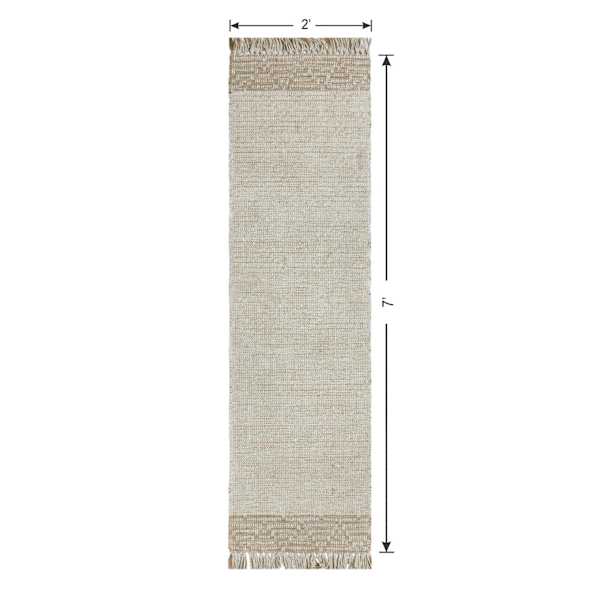 (B693) Found & Fable Kent Ivory Jute Runner, 2x7