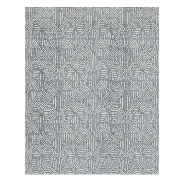 (A470) Mercer Grey Diamond Design Area Rug, 8x10