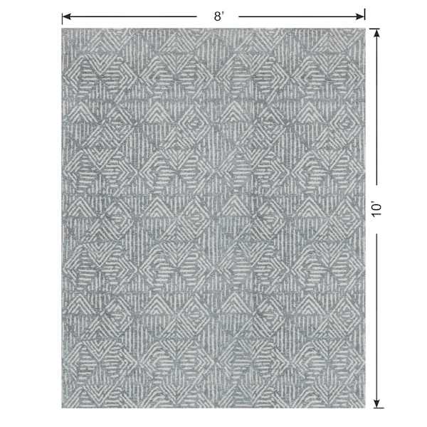(A470) Mercer Grey Diamond Design Area Rug, 8x10