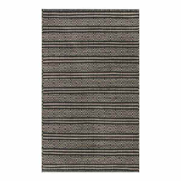 (B722) Honeybloom Kelly Charcoal Grey Flatweave Accent Rug, 3x5