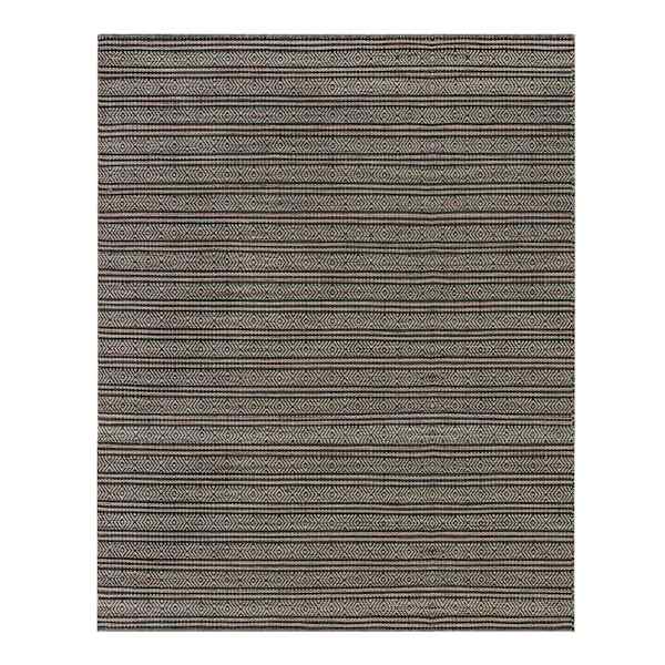 (B722) Honeybloom Kelly Charcoal Grey Flatweave Area Rug, 8x10