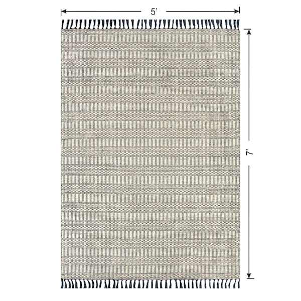 (B723) Crosby St. Lorre Neutral Flatweave Area Rug, 5x7