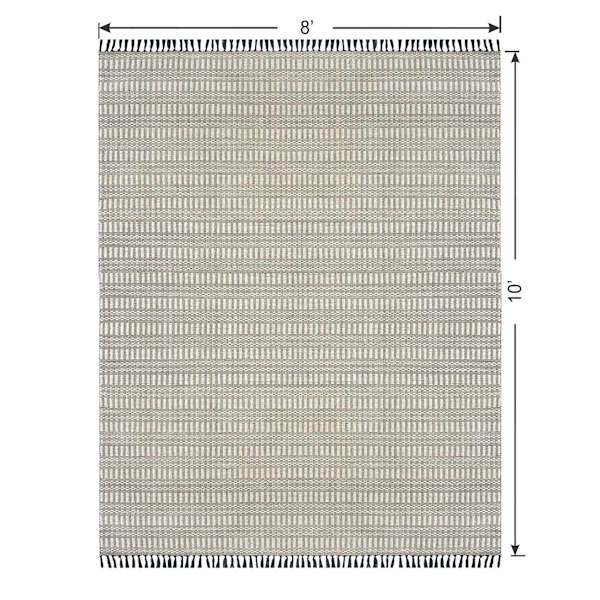 (B723) Crosby St. Lorre Neutral Flatweave Area Rug, 8x10