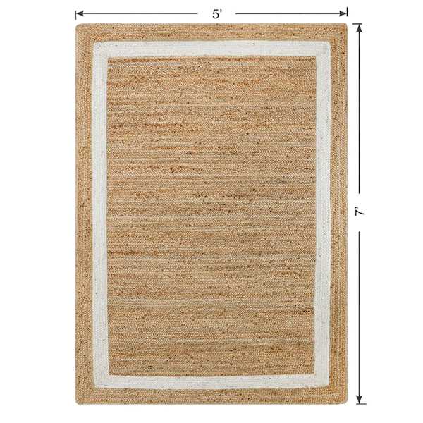 (B728) Providence Kinsey Natural Border Area Rug, 5x7