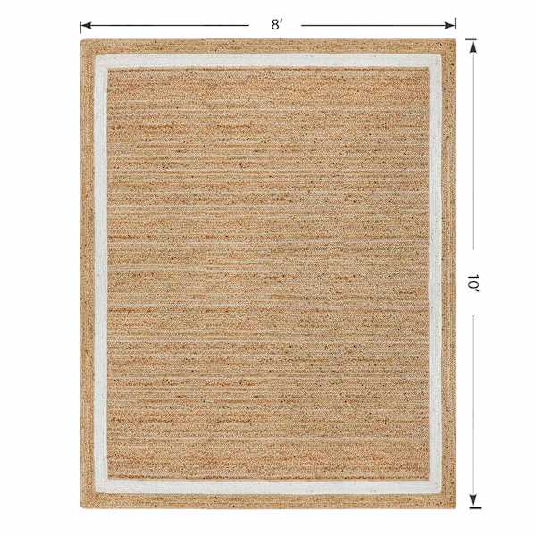 (B728) Providence Kinsey Natural Border Area Rug, 8x10
