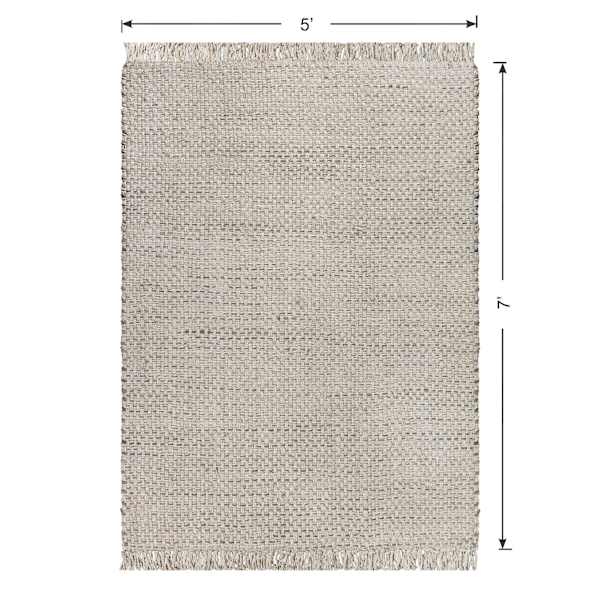 (B724) Ty Pennington Topher Neutral Flatweave Area Rug, 5x7