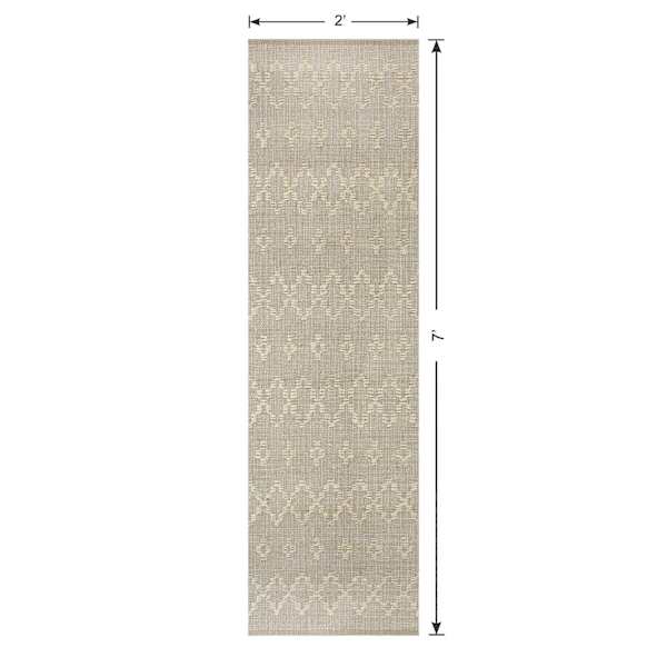 (B726) Honeybloom Denali Neutral Flatweave Runner, 2x7