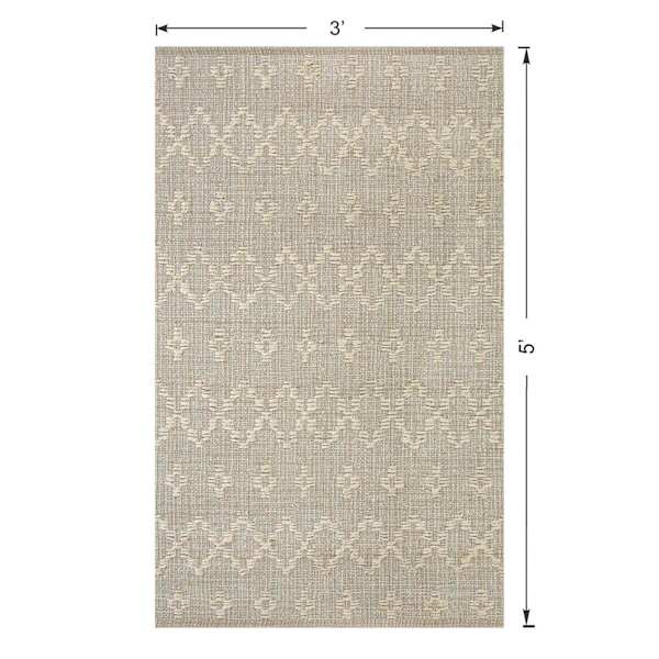 (B726) Honeybloom Denali Neutral Flatweave Accent Rug, 3x5