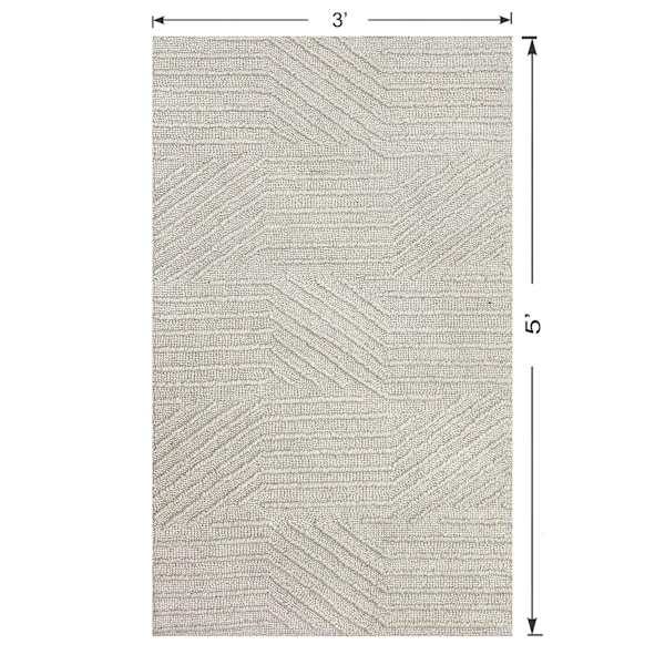 (A473) Found & Fable Dartmouth Ivory Tufted Accent Rug, 3x5
