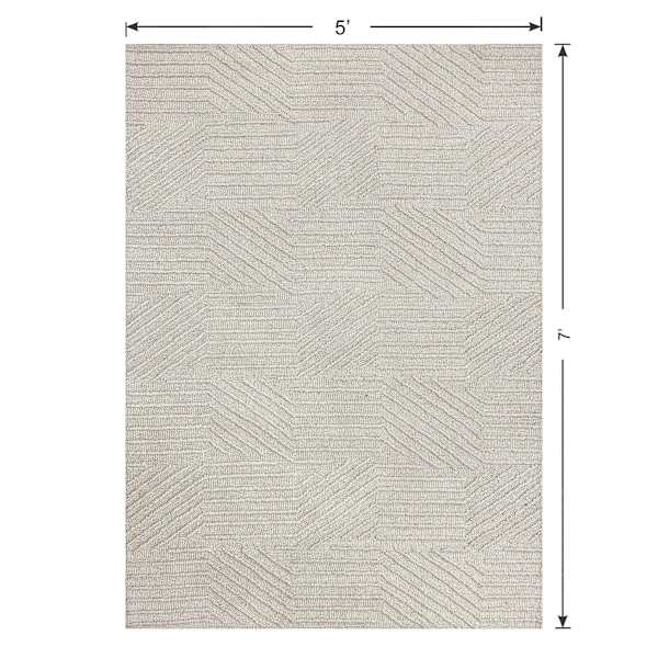 (A473) Found & Fable Dartmouth Ivory Tufted Area Rug, 5x7