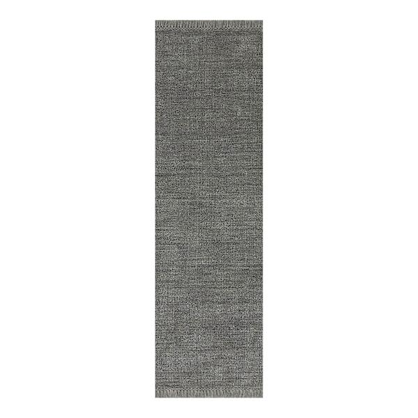(B731) Crosby St. Hollis Grey Woven Fringe Runner, 2x7