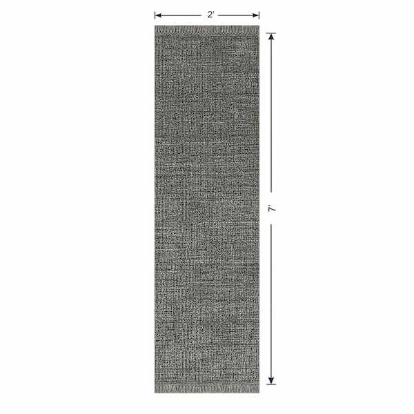 (B731) Crosby St. Hollis Grey Woven Fringe Runner, 2x7