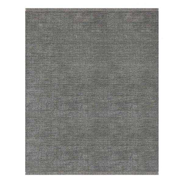 (B731) Crosby St. Hollis Grey Woven Fringe Area Rug, 8x10