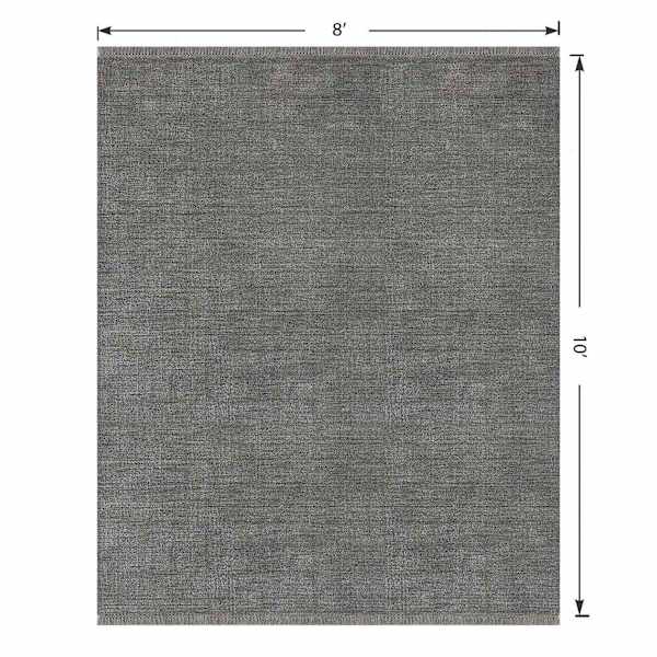 (B731) Crosby St. Hollis Grey Woven Fringe Area Rug, 8x10