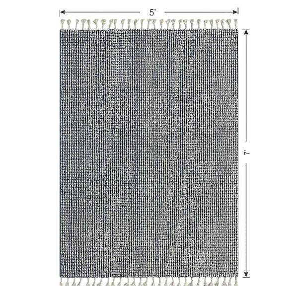 (B732) Honeybloom Clark Indigo Woven Area Rug, 5x7