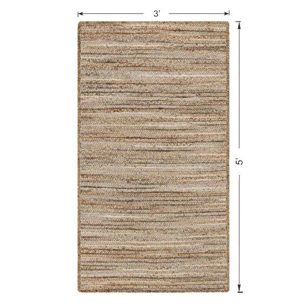 (B729) Ty Pennington Kensie Natural Striped Jute Accent Rug, 3x5