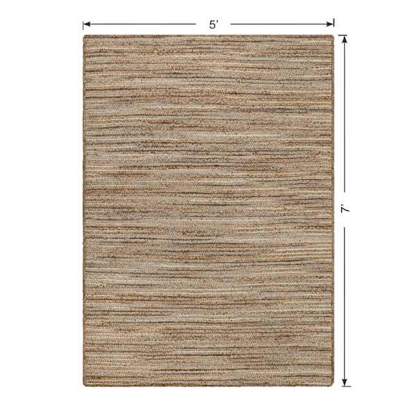 (B729) Ty Pennington Kensie Natural Striped Jute Area Rug, 5x7