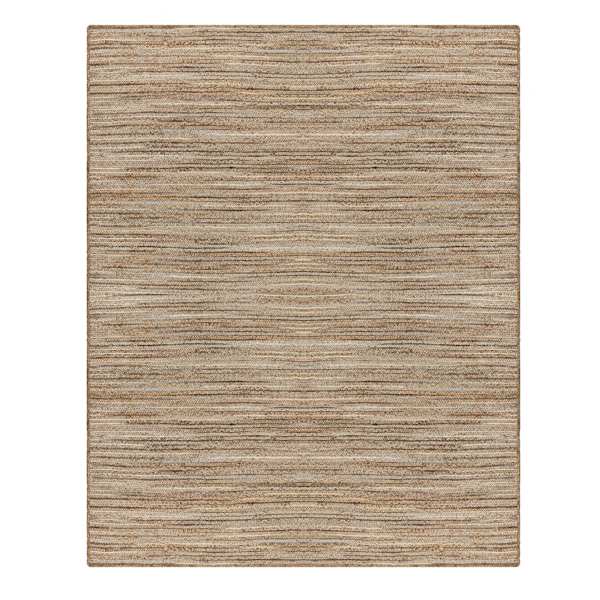 (B729) Ty Pennington Kensie Natural Striped Jute Area Rug, 8x10
