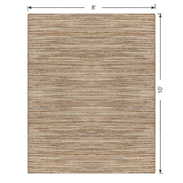 (B729) Ty Pennington Kensie Natural Striped Jute Area Rug, 8x10