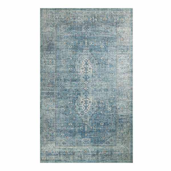 (B721) Found & Fable Alana Blue Medallion Accent Rug, 3x5