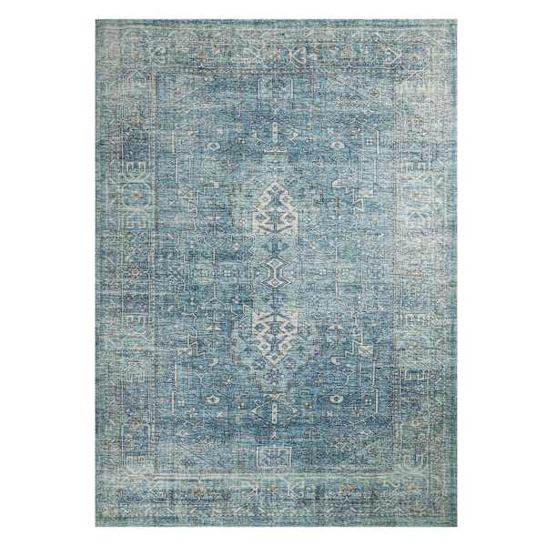(B721) Found & Fable Alana Blue Medallion Area Rug, 5x7