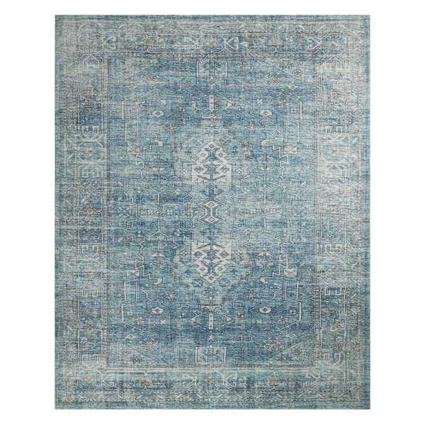 (B721) Found & Fable Alana Blue Medallion Area Rug, 8x10