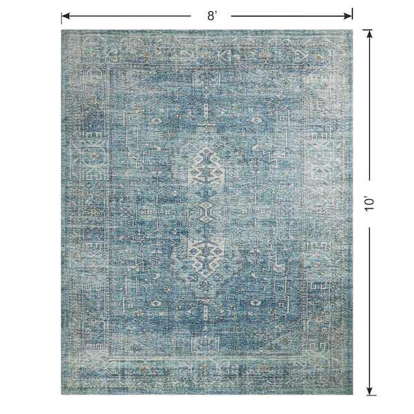 (B721) Found & Fable Alana Blue Medallion Area Rug, 8x10
