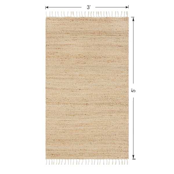 (B825) Honeybloom Lawrence Jute Fringe Accent Rug, 3x5