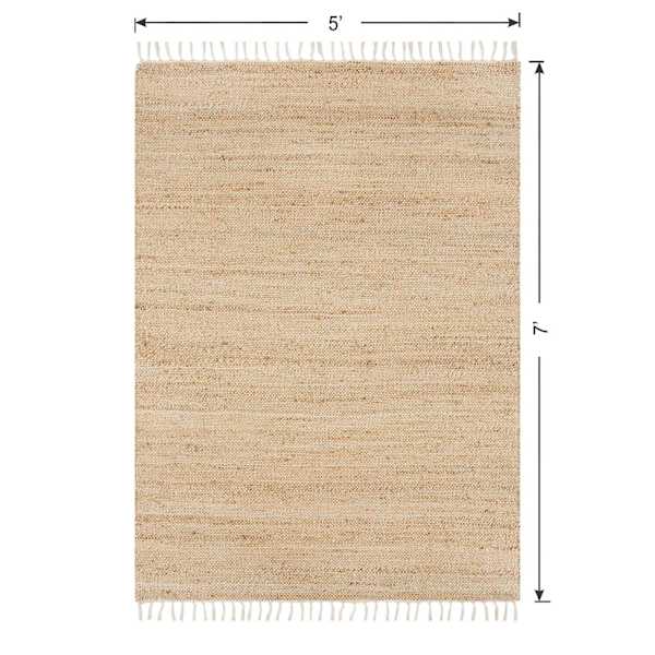 (B825) Honeybloom Lawrence Jute Fringe Area Rug, 5x7