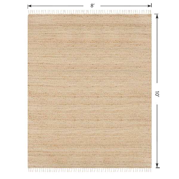 (B825) Honeybloom Lawrence Jute Fringe Area Rug, 8x10