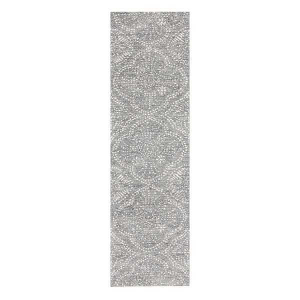 (C191) Hayne Grey Floral Shag Runner, 2x7