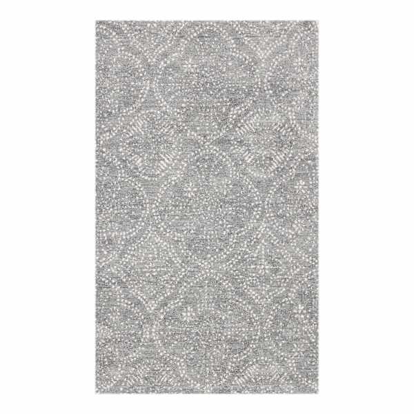 (C191) Hayne Grey Floral Shag Accent Rug, 3x5